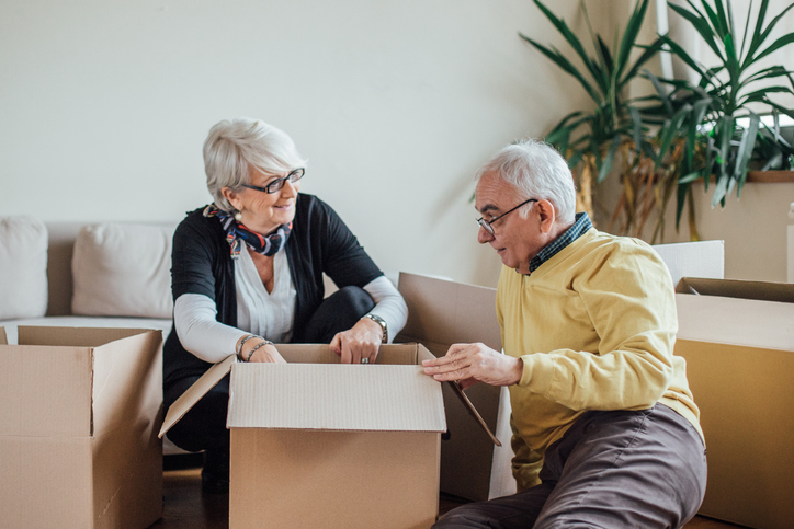 Mature couple moving to a new home