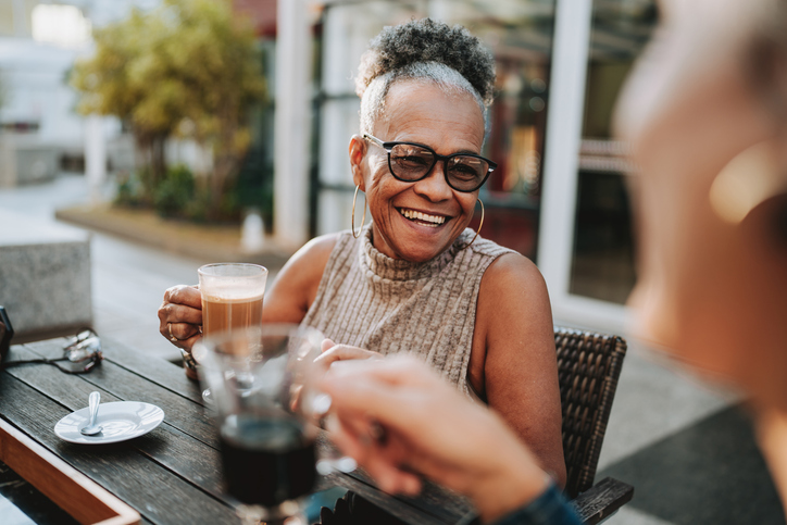 Two senior friends at the coffee shop